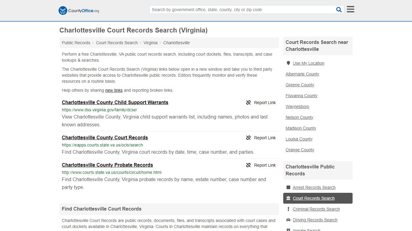 Charlottesville Court Records Search (Virginia) - County Office